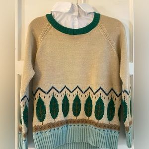 Vintage Collared Leaf Knit Sweater